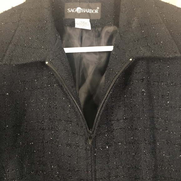 Sag Harbor Size 14 Sparkly Black Zipped Blazer - Picture 4 of 8